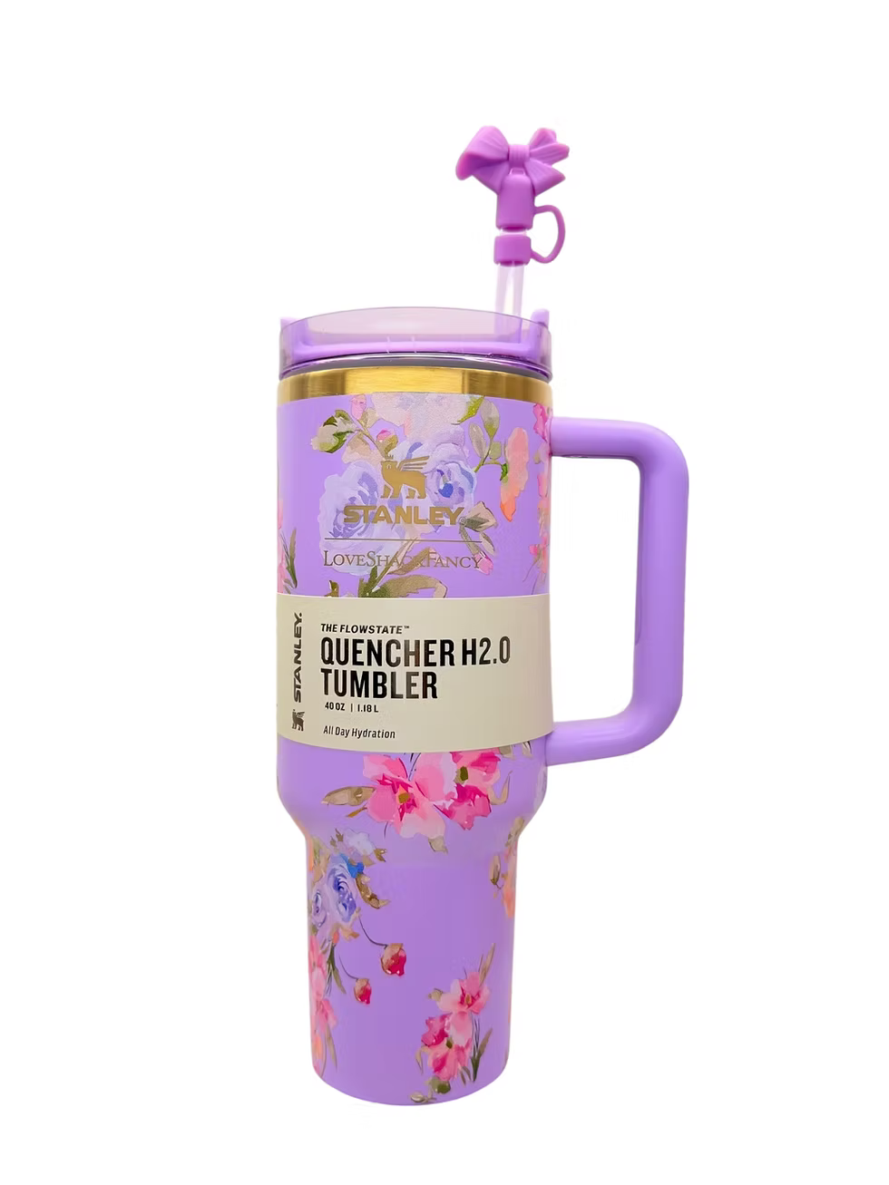 Floral Stanley Style Quencher H2.0 Tumbler – 40oz Insulated Travel Mug with Straw